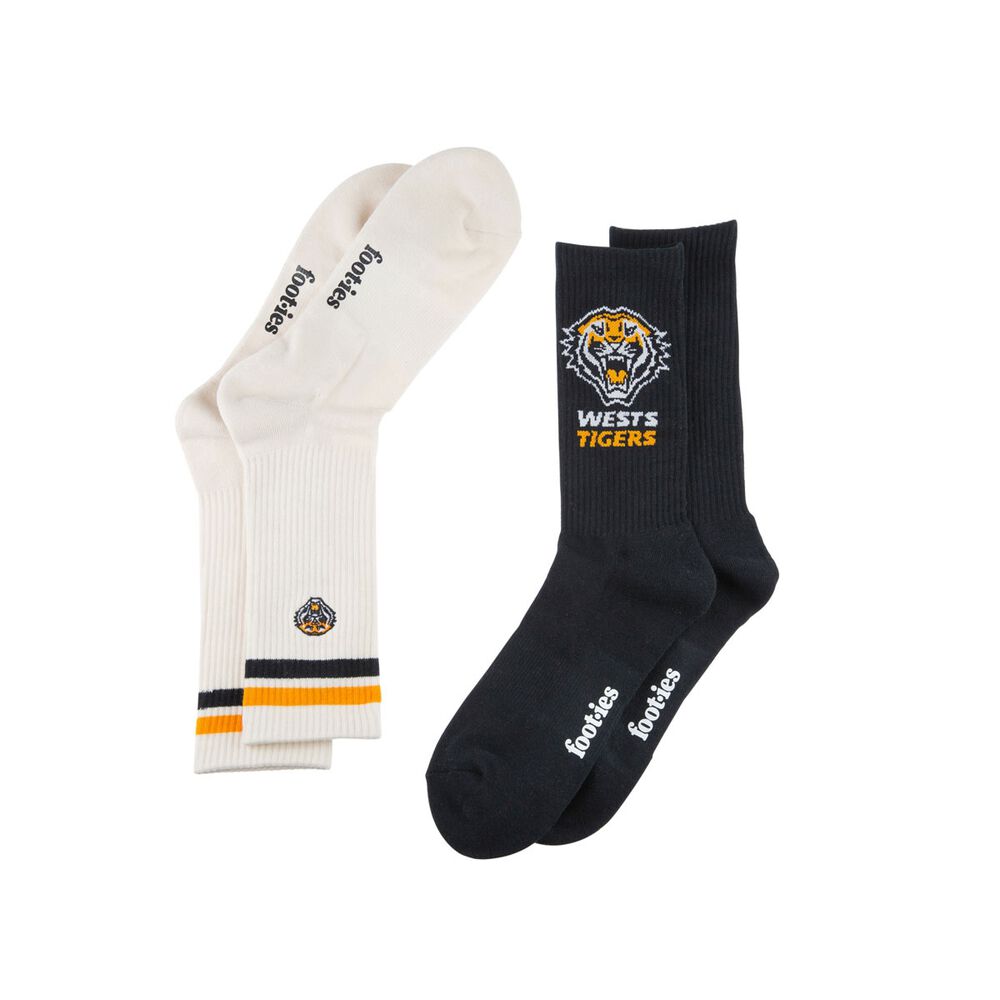 NRL WESTS TIGERS RETRO SNEAKER SOCK 2 PACK