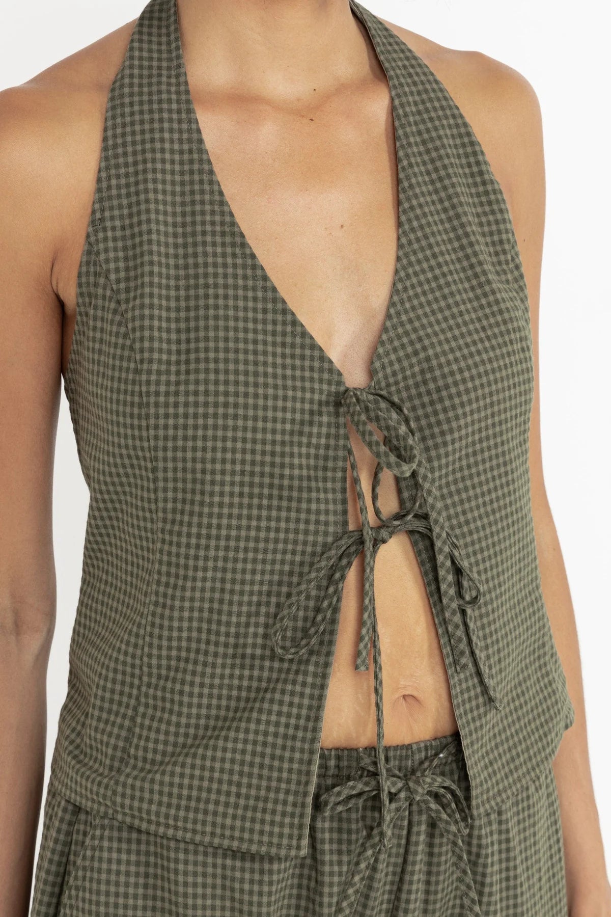 RHYTHM LOUISE CHECK HALTER TOP