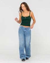 RUSTY HERITAGE RIBBED CROP TANK GREEN GABLES