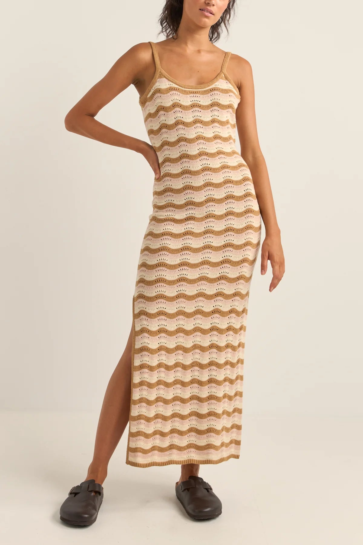 RHYTHM ARIES STRIPE KNIT MIDI DRESS