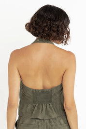 RHYTHM LOUISE CHECK HALTER TOP