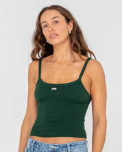 RUSTY HERITAGE RIBBED CROP TANK GREEN GABLES