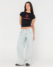 RUSTY FLIP MOMMY LOW RISE TAPELESS DENIM JEAN