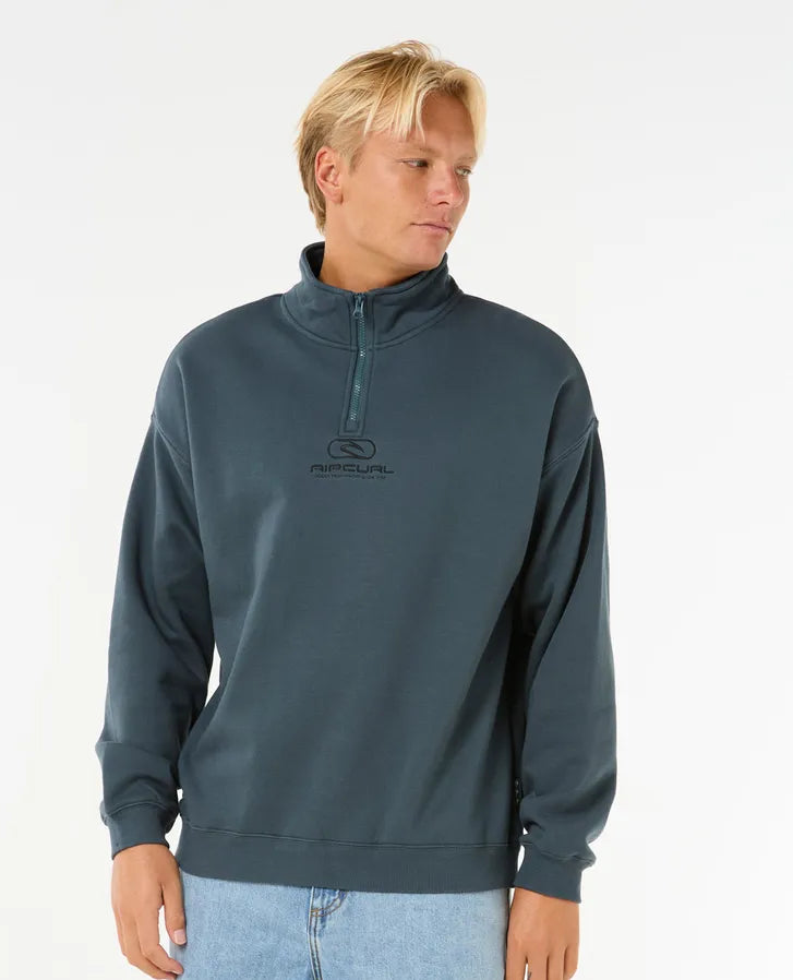RIP CURL PILL ICON 1/4 ZIP CREW - PINE NIGHT