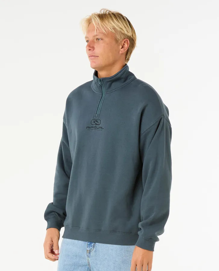RIP CURL PILL ICON 1/4 ZIP CREW - PINE NIGHT