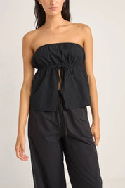 RHYTHM POSIE GATHERED TOP -BLACK