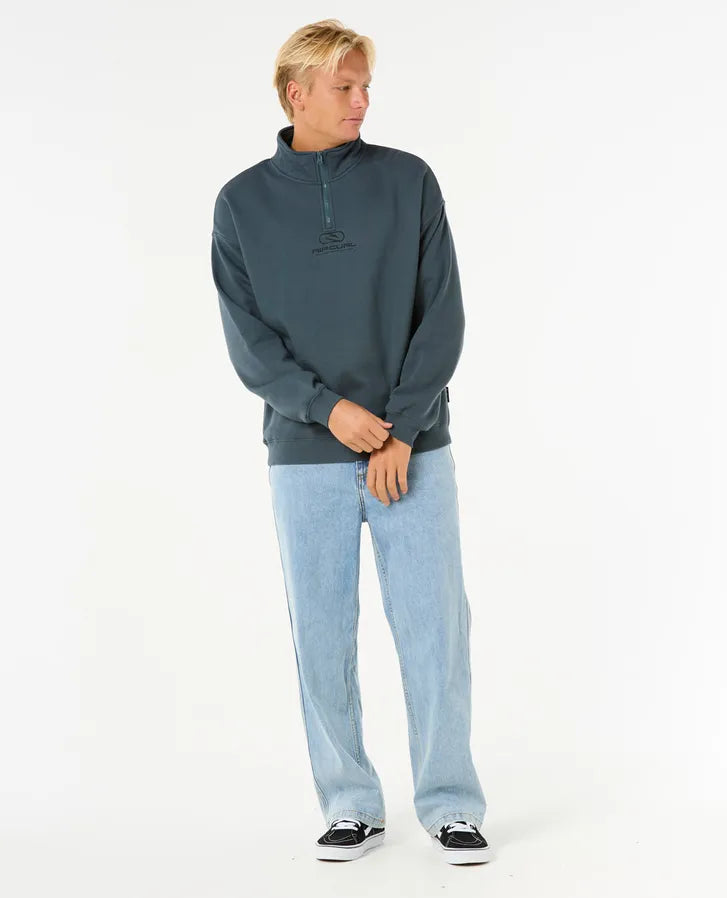 RIP CURL PILL ICON 1/4 ZIP CREW - PINE NIGHT