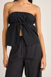 RHYTHM POSIE GATHERED TOP -BLACK