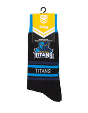 NRL GOLD COAST TITANS STRIPE ORGANIC COTTON SOCK