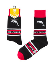 NRL DOLPHINS STRIPE ORGANIC COTTON SOCK