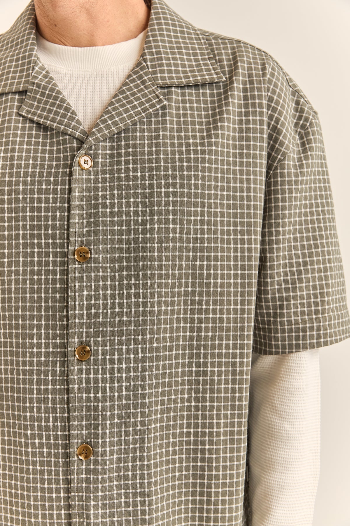 RHYTHM RELAXED CHECK SS SHIRT - OLIVE