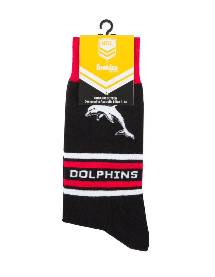 NRL DOLPHINS STRIPE ORGANIC COTTON SOCK