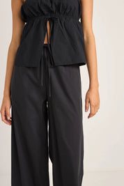 RHYTHM POSIE GATHERED PANTS - BLACK