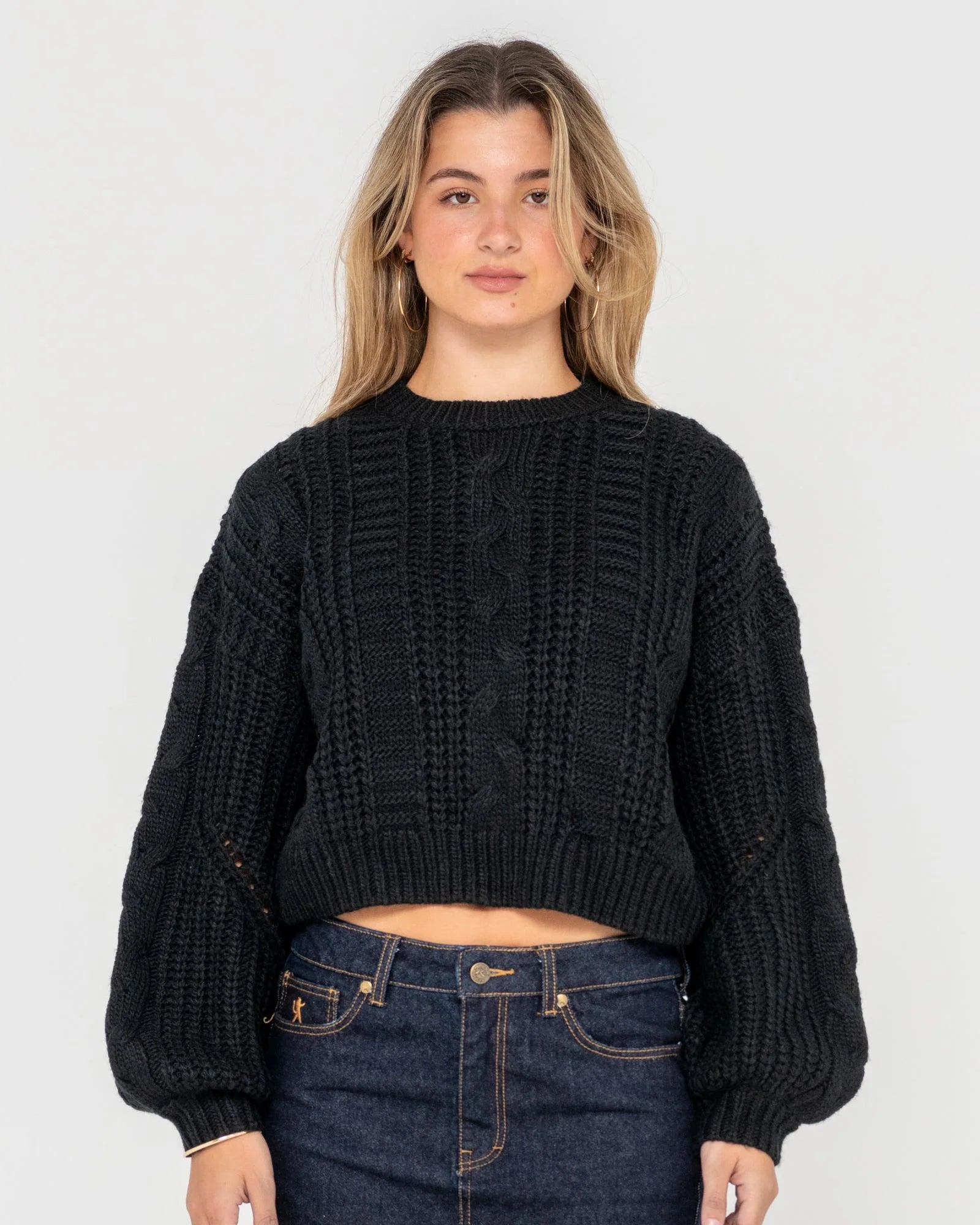 FOLKTALE CROP CHUNKY KNIT BLACK