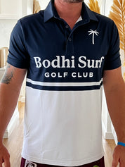 BODHI SURF RUM CANS AT DAWN GOLF POLO NAVY WHITE BREATHABLE SPORTS FIT