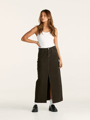 LEE MID MAXI SKIRT DARK COCO