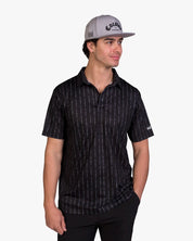 GOLF GODS FU*K BOGEYS PIN STRIPE COOL GOLF POLO