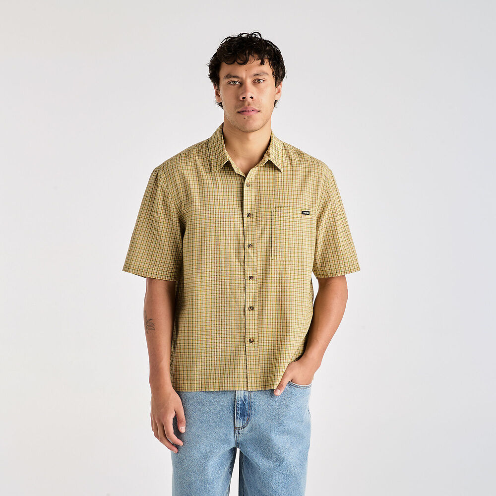 WRANGLER BOXCAR SHIRT TAN CHECK