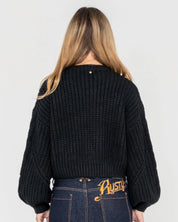 FOLKTALE CROP CHUNKY KNIT BLACK