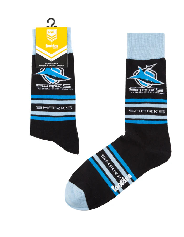 NRL CRONULLA SHARKS STRIPE ORGANIC COTTON SOCKS