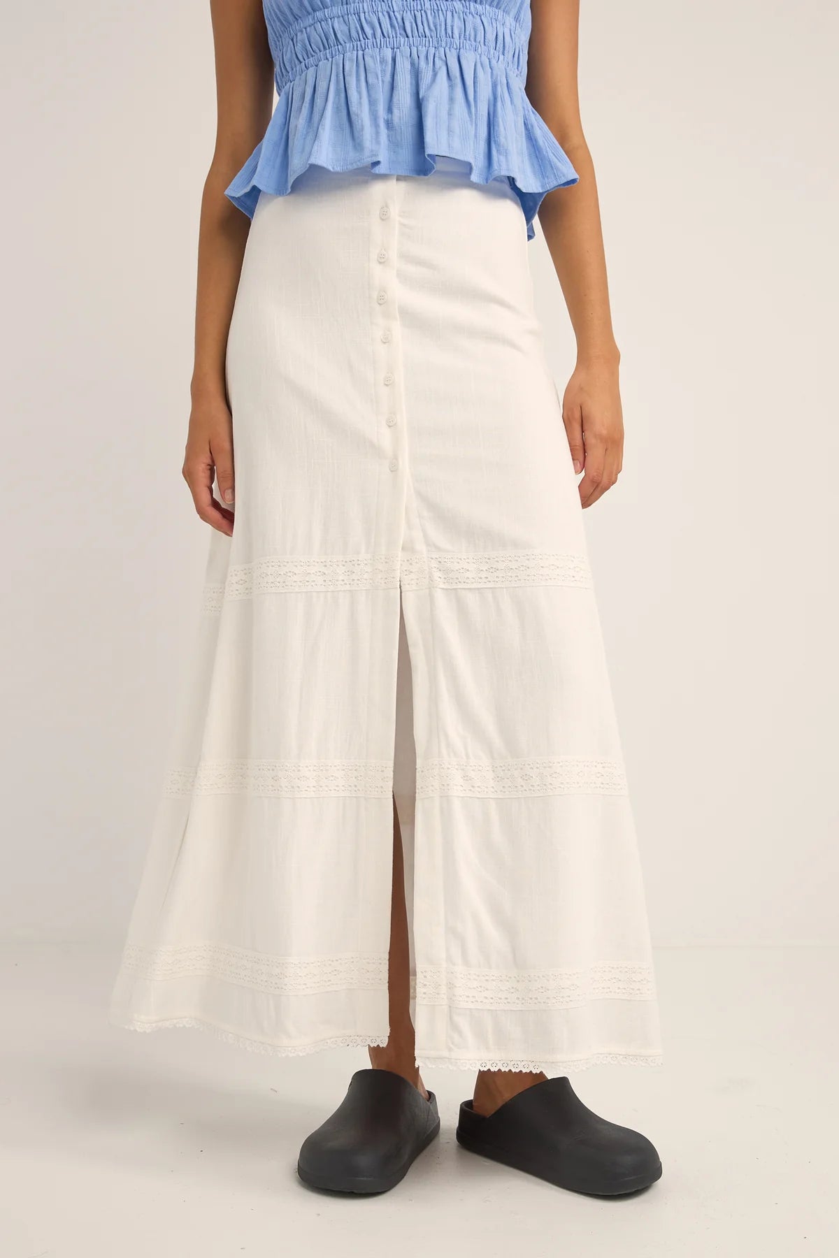 RHYTHM PEARL BUTTON MAXI SKIRT