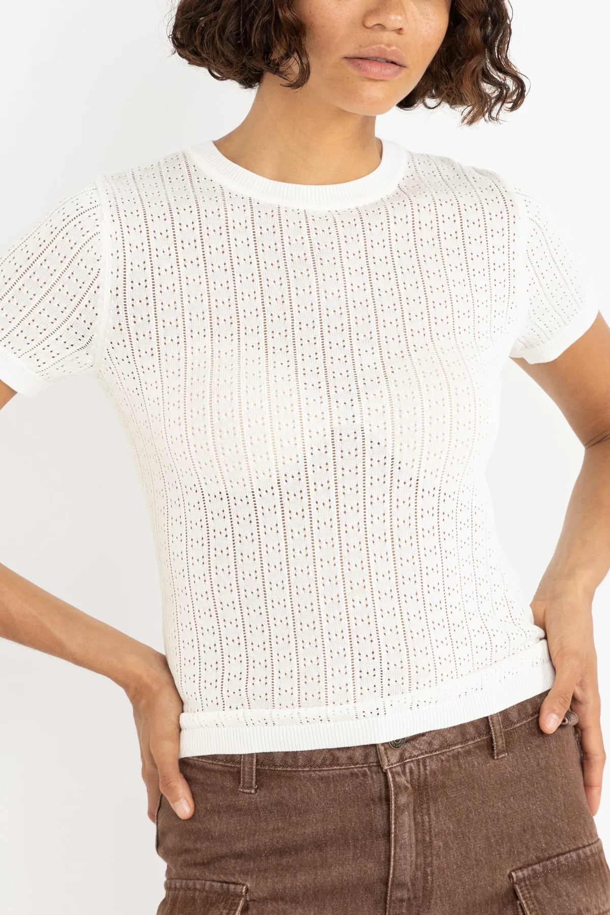 RHYTHM OJAI POINTELLE KNIT TOP