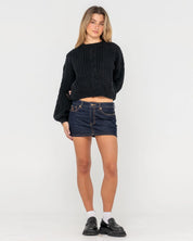 FOLKTALE CROP CHUNKY KNIT BLACK