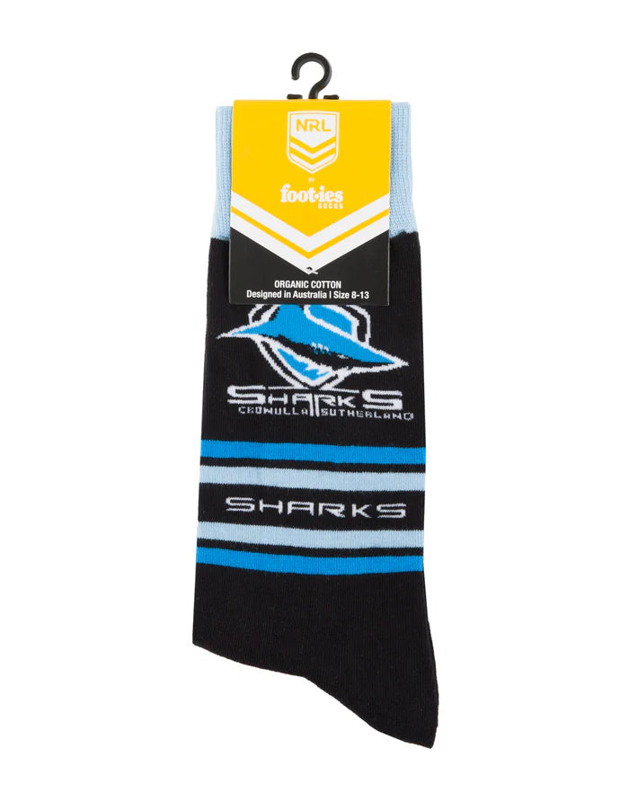 NRL CRONULLA SHARKS STRIPE ORGANIC COTTON SOCKS