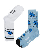 NRL CRONULLA-SUTHERLAND SHARKS RETRO SNEAKER SOCK 2 PACK