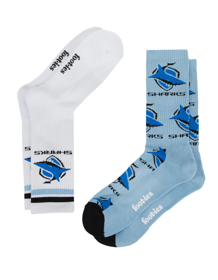 NRL CRONULLA-SUTHERLAND SHARKS RETRO SNEAKER SOCK 2 PACK