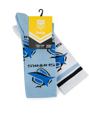NRL CRONULLA-SUTHERLAND SHARKS RETRO SNEAKER SOCK 2 PACK