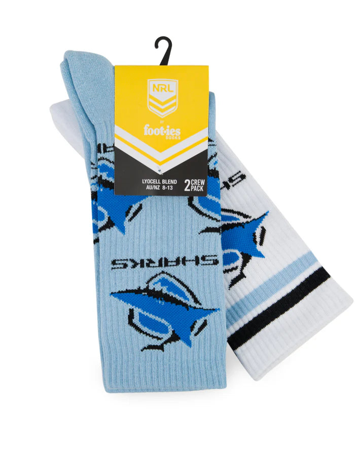 NRL CRONULLA-SUTHERLAND SHARKS RETRO SNEAKER SOCK 2 PACK
