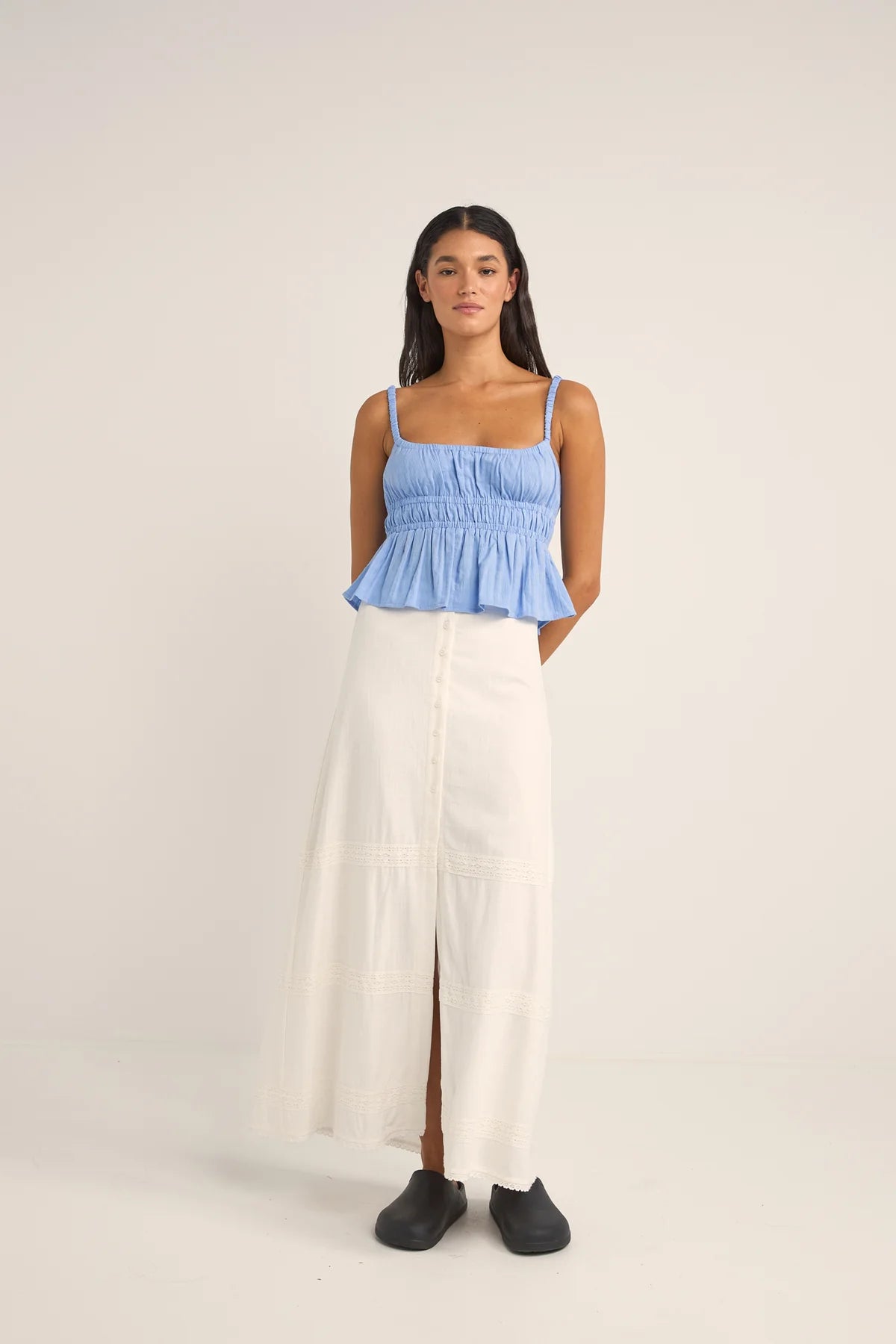 RHYTHM PEARL BUTTON MAXI SKIRT