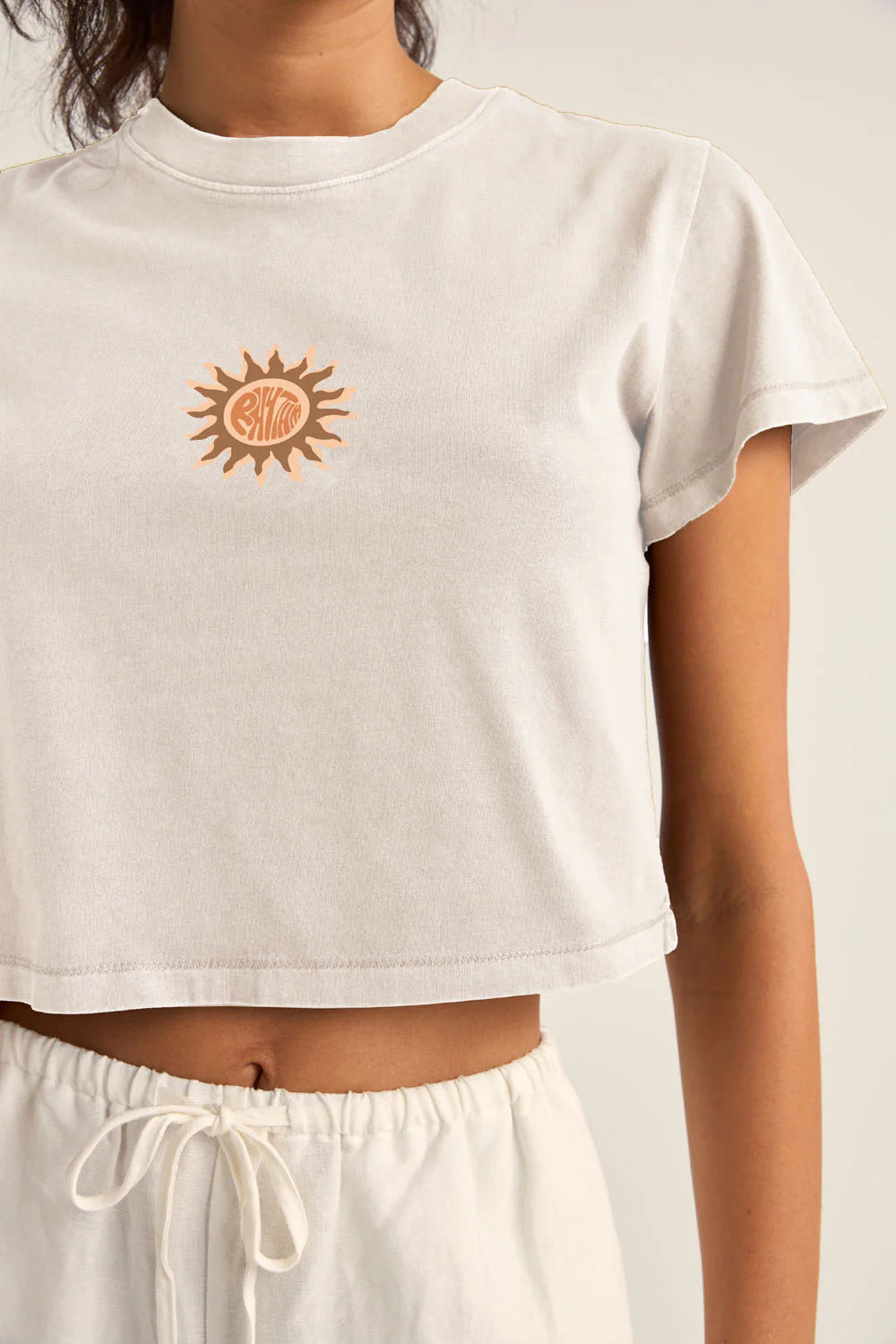 RHYTHM SUNSHINE CROP CREW TEE - VINTAGE WHITE