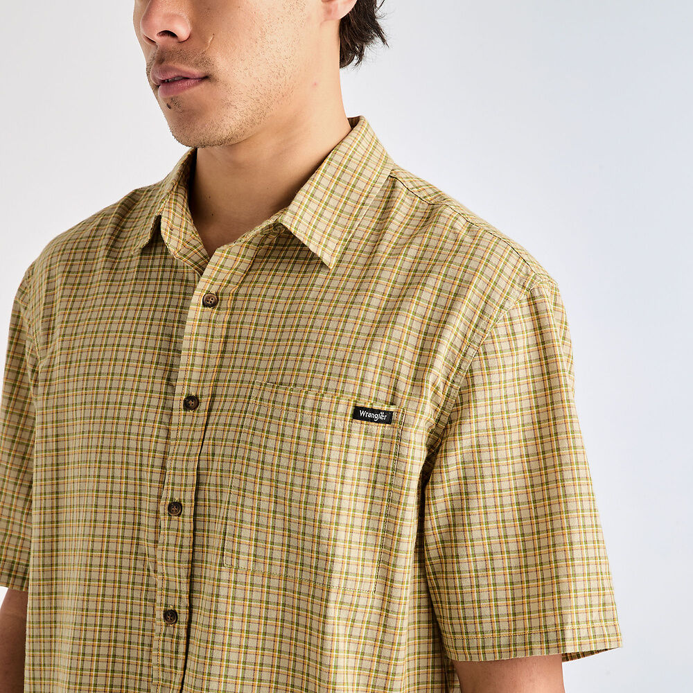 WRANGLER BOXCAR SHIRT TAN CHECK