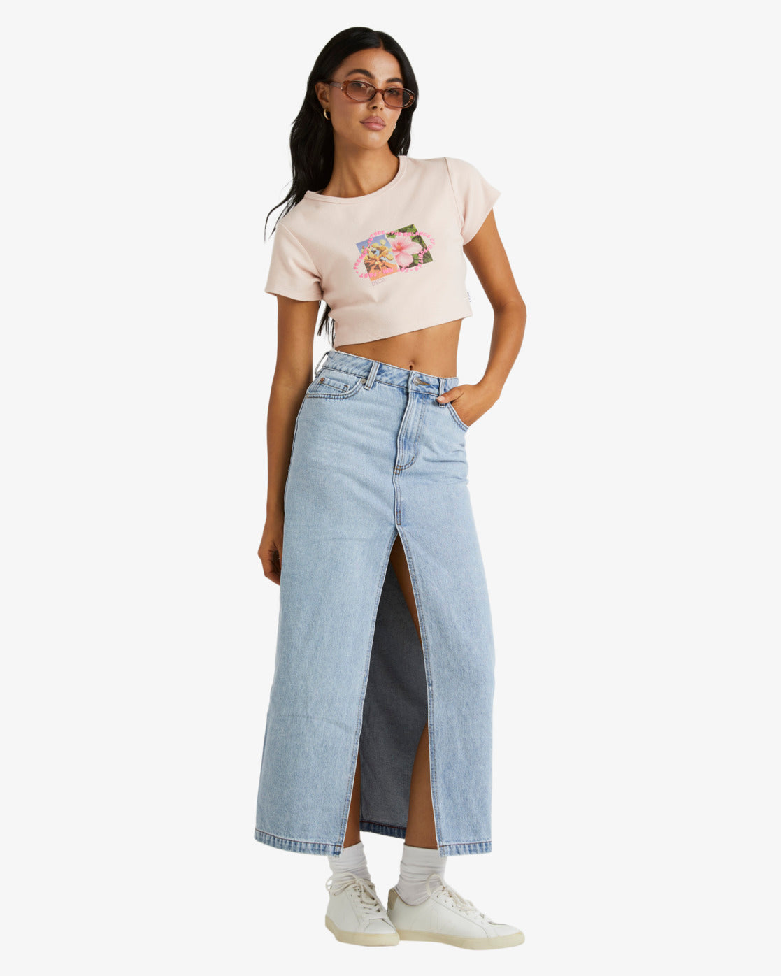 RVCA DENIM MIDI SKIRT