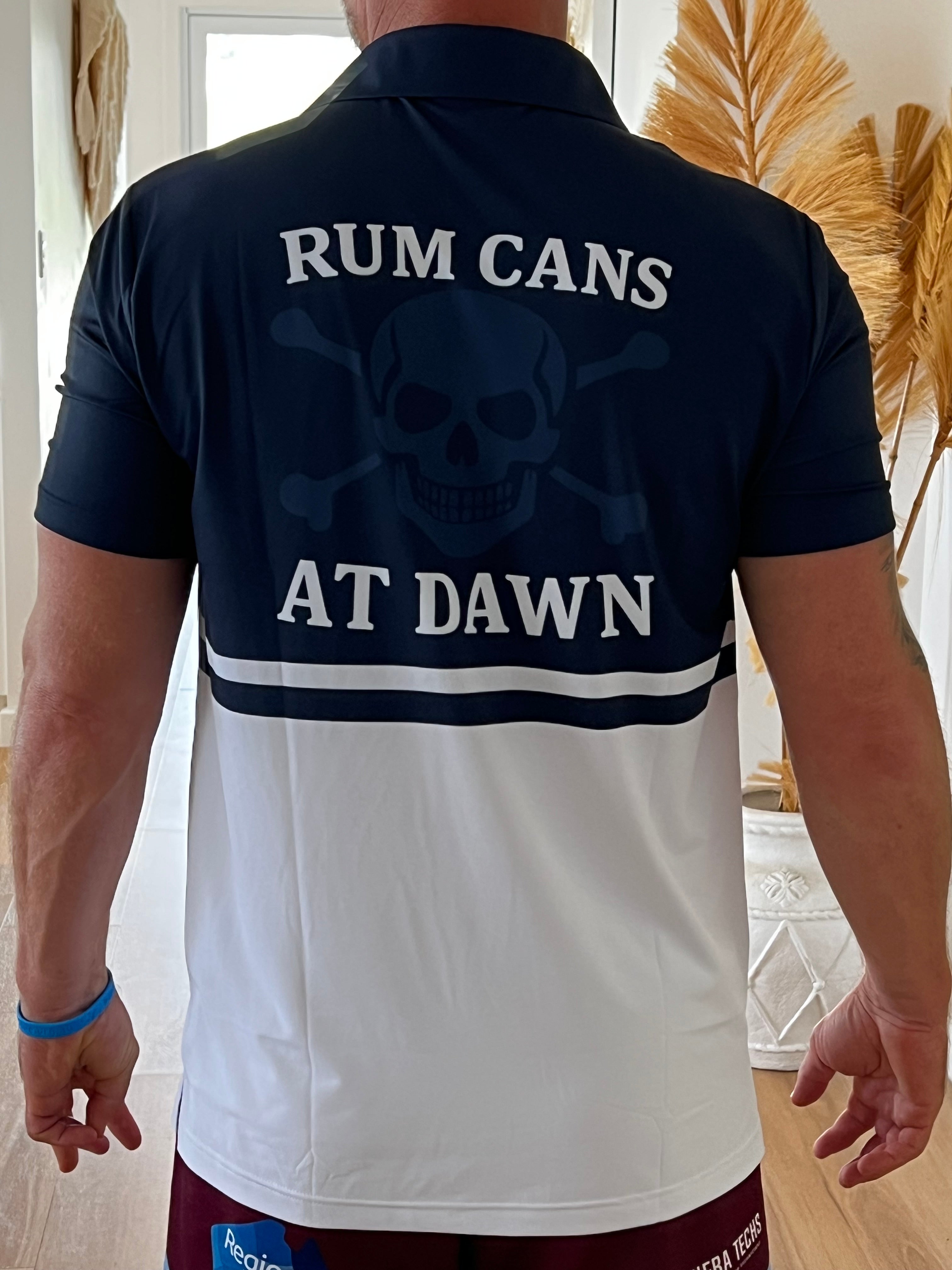 BODHI SURF RUM CANS AT DAWN GOLF POLO NAVY WHITE BREATHABLE SPORTS FIT