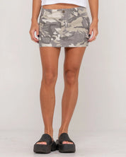 RUSTY CAMO-MILE LOW RISE MINI SKIRT