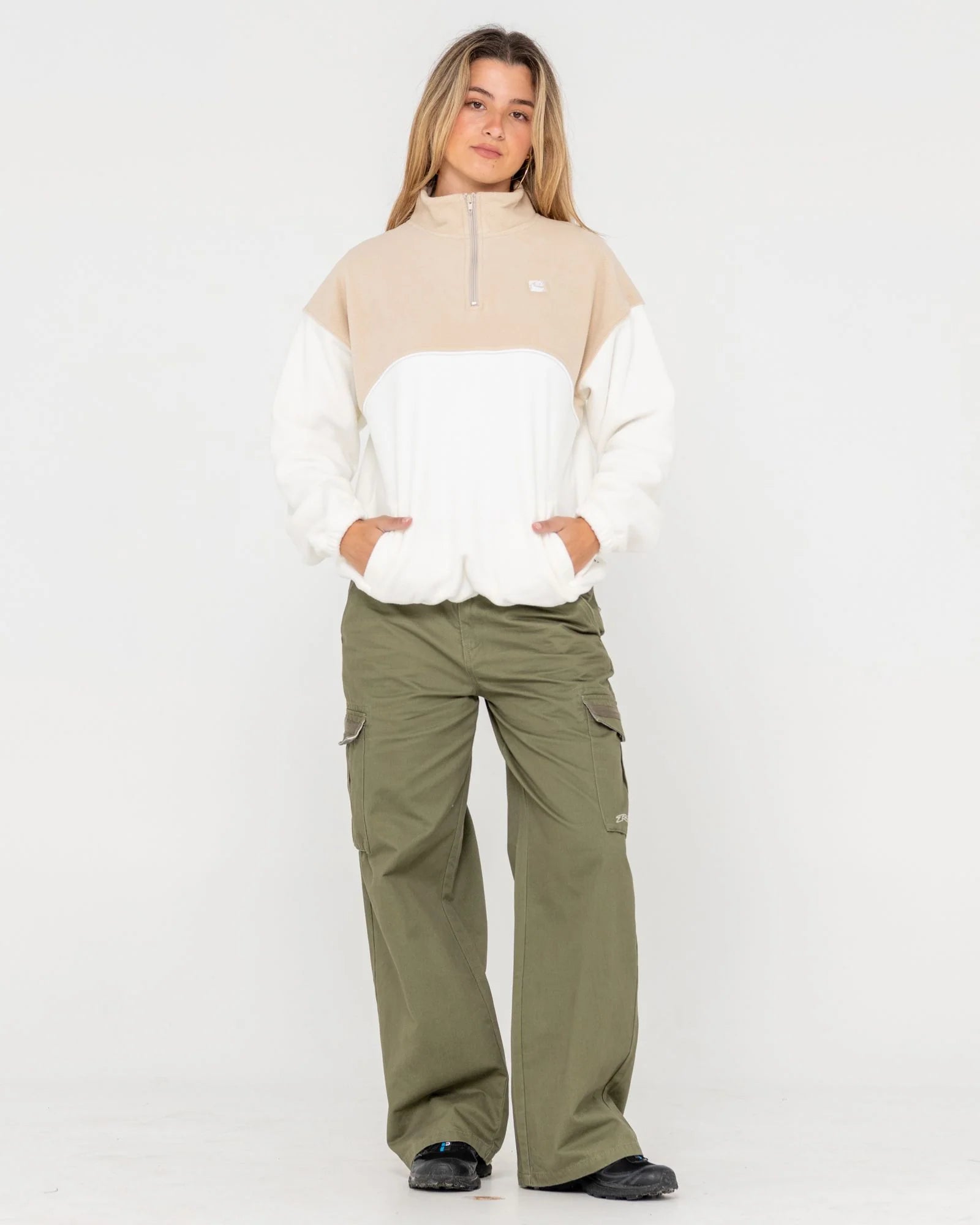 RUSTY TONAL DIVISION HALF ZIP POLAR FLEECE
