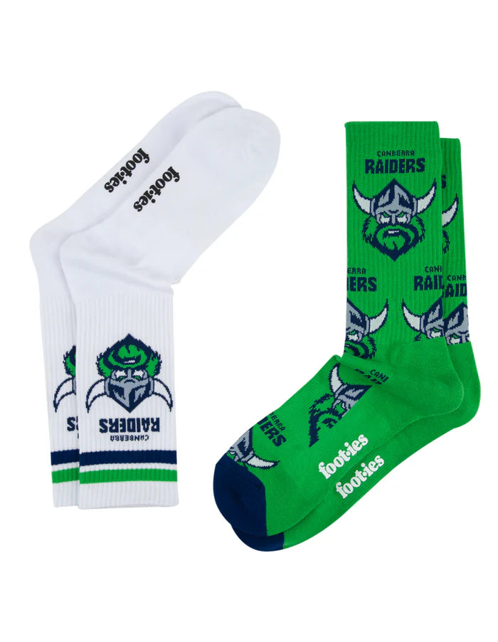 NRL CANBERRA RAIDERS RETRO SNEAKER SOCK 2 PACK