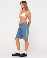 RUSTY FLIP MOMMY LOW RISE WIDE LEG DENIM SHORT