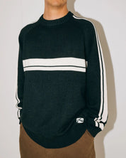RUSTY WHITE LINES 2.0 KNITTED CREW BLACK