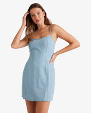 BILLABONG STAY AWHILE CHAMBRAY MINI DRESS