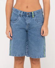 RUSTY FLIP MOMMY LOW RISE WIDE LEG DENIM SHORT