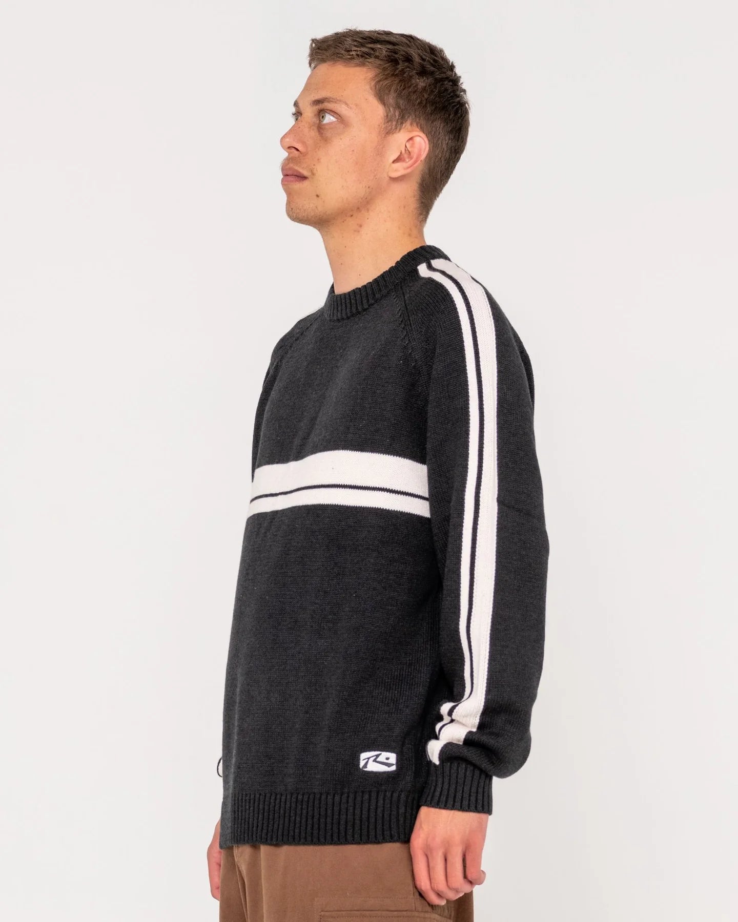 RUSTY WHITE LINES 2.0 KNITTED CREW BLACK