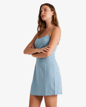 BILLABONG STAY AWHILE CHAMBRAY MINI DRESS