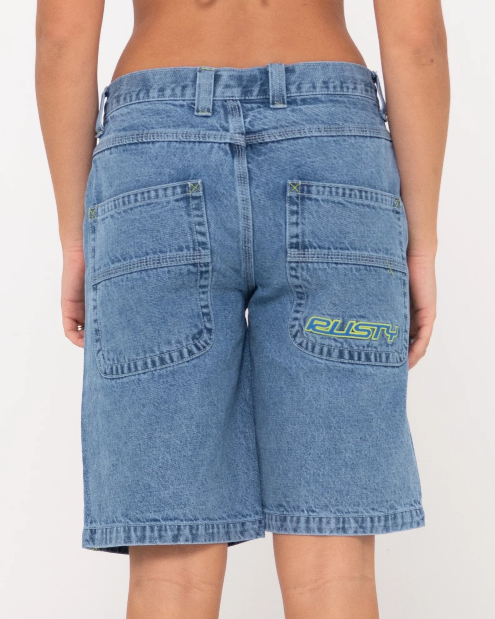 RUSTY FLIP MOMMY LOW RISE WIDE LEG DENIM SHORT