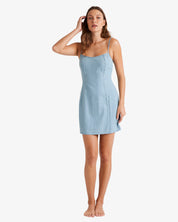 BILLABONG STAY AWHILE CHAMBRAY MINI DRESS