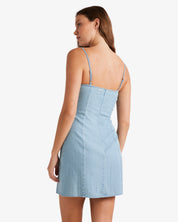 BILLABONG STAY AWHILE CHAMBRAY MINI DRESS