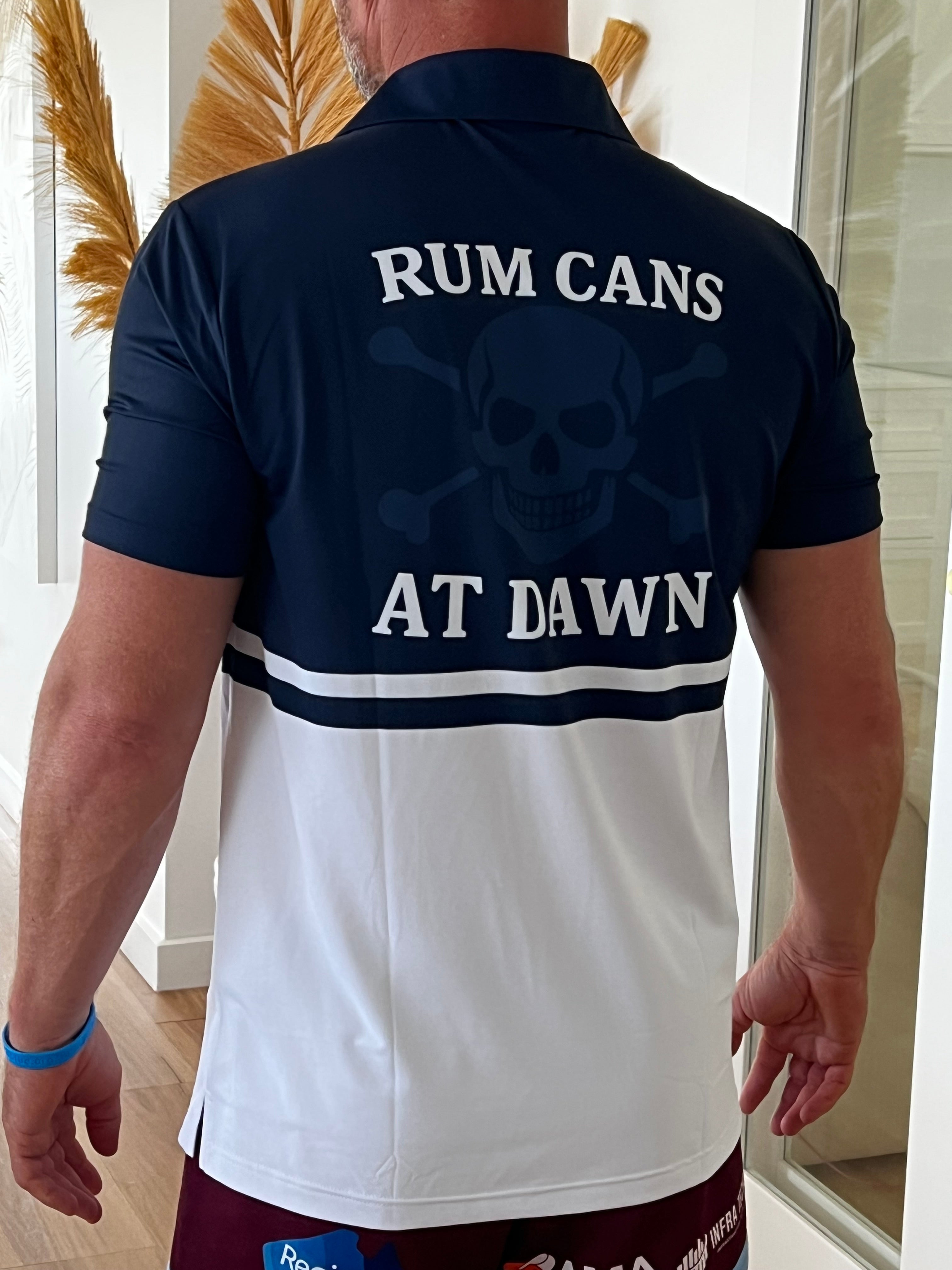 BODHI SURF RUM CANS AT DAWN GOLF POLO NAVY WHITE BREATHABLE SPORTS FIT